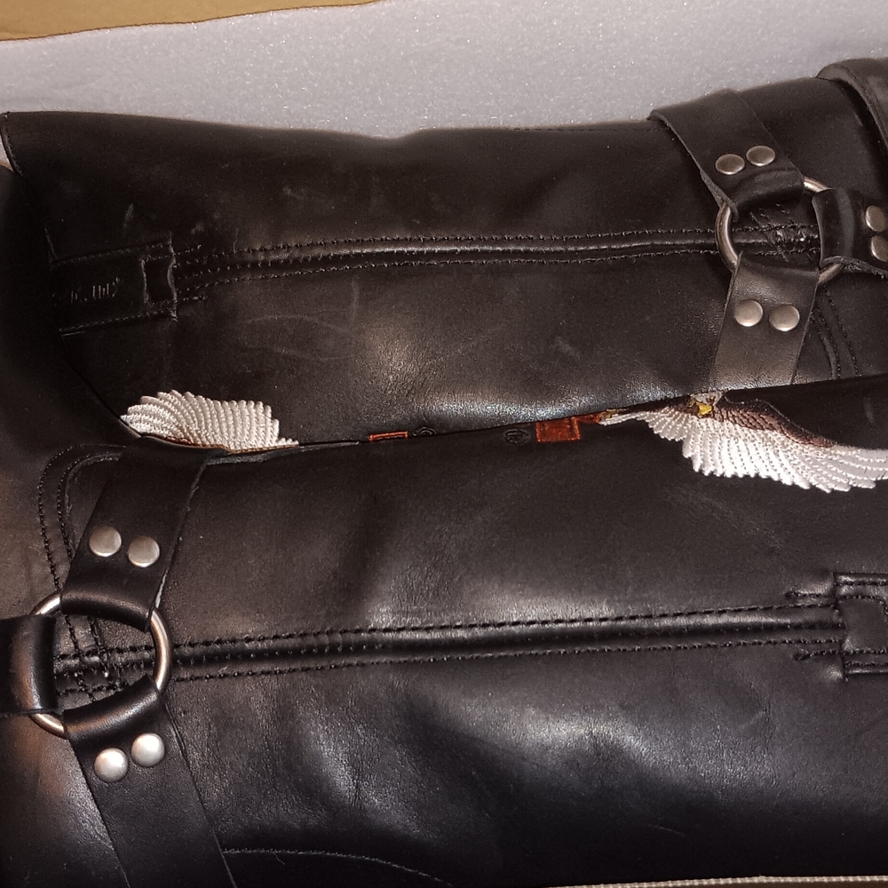 Elegant Black Leather Moto BootsHarley Davinson